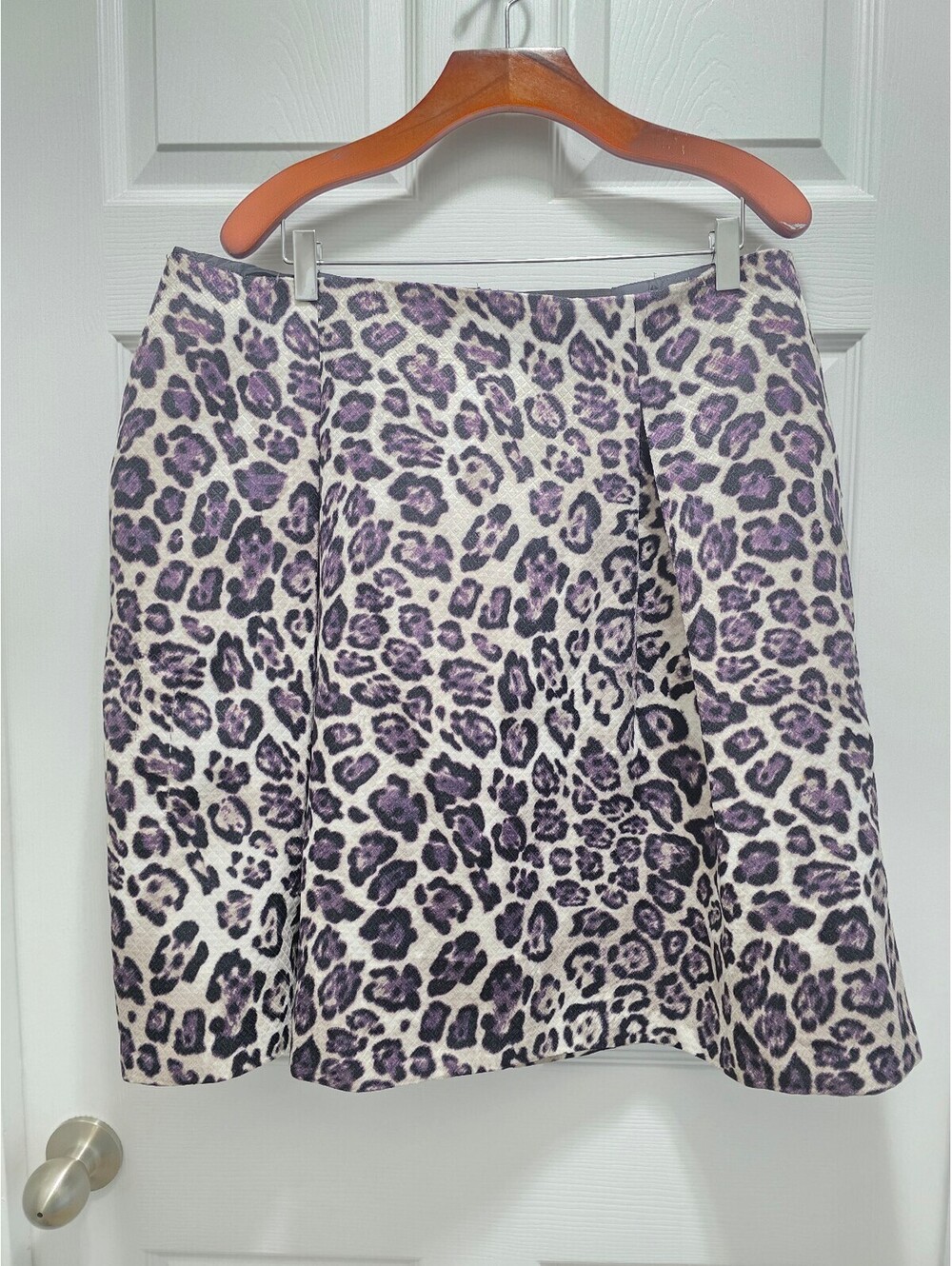 Roz & Ali Purple Leopard Print Skirt Size 16
